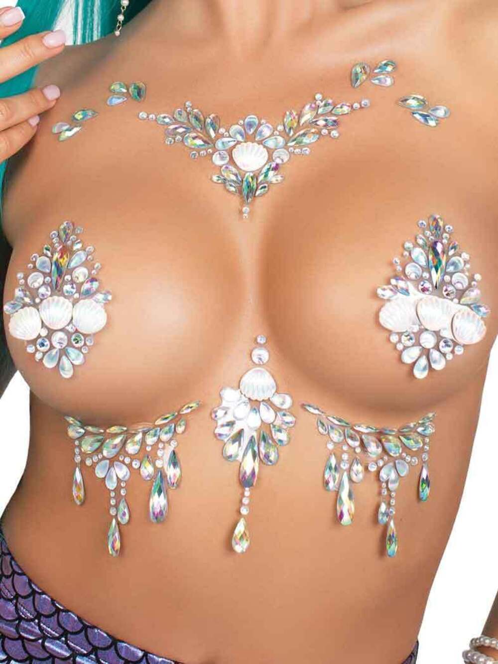 Leg Avenue Clear Siren Adhesive Body Jewels Sticker NWT Festival